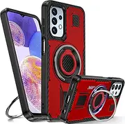 [Tuvror] Samsung Galaxy A23 5G / 4G Case with Kickstand [360 Degree Rotating Ring and Kickstand] Heavy Duty Shockproof Protective Case for Samsung A23 Red