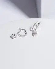 Silver Cubic Zirconia Pear Stone Postdrop Earrings