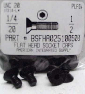 1/4-20x1/2 Flat Head Hex Socket Cap Screws Alloy Steel Black (30)