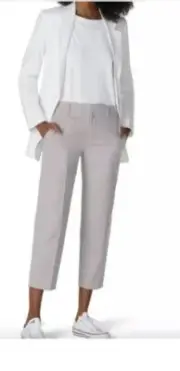 NEW Club Monaco Matie Slim Crop Light Gray White Checkered Trousers Pants Sz 6