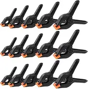 Mardatt 15Pcs 2" 3" 3.5" 4" 6" Heavy Duty Spring Clamps, Plastic Spring Clamps Nylon Spring Clamps Backdrop Clip Clamp Small Spring Clips Clamps Jaw Opening Clamps for Photography Gluing Crafts, Black
