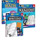 180 DAYS OF READING, WRITING AND MATH FOR FOURTH GRADE 3-BOOK SET