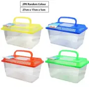 2 x Portable Handheld Plastic Fish Tank Critter Insects Reptile Goldfish Cages