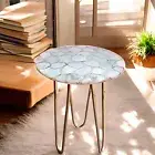 15" White Agate Round Coffee Table Top Farmhouse Balcony Furniture Hallway Decor