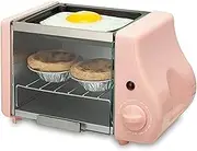 2 in 1 Oven Mini Electric Oven Intelligent Timing Temperature Timer Switch Mini Electric Oven Suitable for Students' Low-Power Oven (Color : Pink)