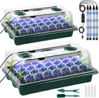 2X Adjustable 40 Holes Plant Propagator Seed Tray with Grow Lights Full Spectrum