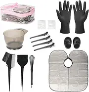 16 Pieces Hair Dye Coloring Kit- Hair Tinting Bowl, Hair Agitator, Dye Brush, Ear Cover, Hairpin, Hair Coloring Cape Gloves for DIY Salon Hair Coloring Bleaching Hair Dryers Hair Dye Tools