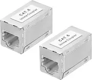 uxcell 2 Pack Cat 6 Ethernet Coupler, RJ45 Cat6 Shielded Coupler Jacks Female to Female Ethernet Adapter, Silver, 16x18x30mm