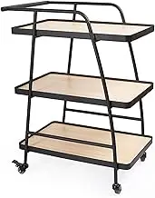 Mobile Storage Cart Multilayer Rolling Cart with Storage Box Modern Design Bar Cart Drinks Trolley Wood Metal Serving Cart Easy to Put Open Storage Space