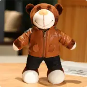 Creative Motorcycle Teddy Bear Plush Toys Stuffed Bear Brown Jacket Plush Dolls