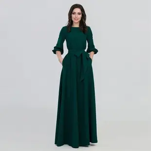 Solid cotton fashionable round neck dress 純色時尚圓領連衣裙