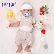 IVITA Floppy Silicone Reborn Baby Doll 23'' Big Eye Boy Doll Mouth Open Baby