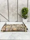 Handmade Natural Stone Agate Serving Tray Metal Handle