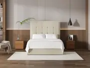 My Style Framed Headboard & Slimline Base - Queen / Batiste Nougat / Gas Lift Base