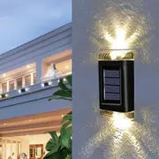 2Pcs Super Bright Solar Powered Door Fence Wall Lights Water-Resistant Garden Lamp