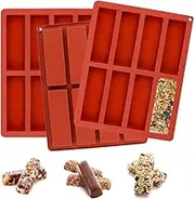 3PCS Large Rectangle Granola Silicone Moulds 8 Cavity Nutrition Cereal Bar Maker for Muffin Brownie Cornbread Cheesecake Pudding Cake and Soap