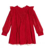 [Chloe Kids] Chloé Kids Ruffled silk chiffon dress Y 12 red