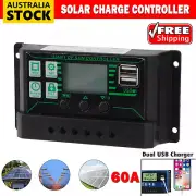 12V/24V 60A Solar Panel Charge Controller Regulator W/ Dual USB Battery PWM NSW