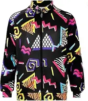 [AwwwCos] Retro 80s 90s Outfit Men Side Taping Sportswear Streetwear Track Trouser Long Sleeve Tracksuit For Jogger (A)