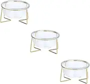 BESPORTBLE 3 Pcs Glass Pet Bowl Cat Bowl for Slow Eating Tilted Cat Food Bowl Cat Bowls Raised Tilted Cat Bowls with Stand Raised Dog Food Bowl Raised Cat Food Bowls Cat Bowl Raised Iron