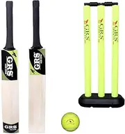 GRS Super Kids Zone Popular Willow Cricket Bat With Wicket Set & Tennis Ball (Size 3, Age 6-10 Year Old), Wood