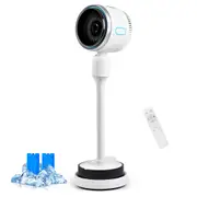 YOPOWER Pedestal Fan, Cooling and Heating Quiet Air Circulating Fan with Remote Control for Bedroom, Living Room, Air Circulator with Humidification & Negative Ion Purification, Timer, White