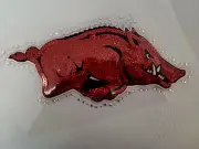 Embroidered Sequin Rhinestone Patch Razorbacks Arkansas Iron On Hotfix Red