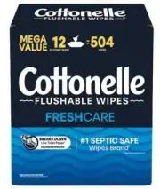 Cottonelle 504 Flushable Wet Wipes, 12 Flip-Top Packs (42 wipes / pk, 12 pk)