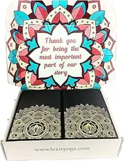 Lexis Yoga Block 400g 2 Pieces High Density Mandala Art Design Stamping with Premium Storage Box Black