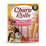 Inaba Dog Churu Rolls Snack Chicken & Salmon with Creamy Filling - 48 Rolls
