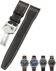 [BANDKIT] 20mm 21mm 22mm Calfskin Leather WatchBands For IWC Mark LE PETIT PRINCE IW327004 IW377714 Big PILOT Accessories Folding Buckle