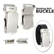 Automatic Adjustable Mens Webbing Belt Buckle Silver Buckle Canvas Unisex