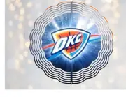 Handmade OKC Thunder Inspired 8in Round 3D Wind Spinner