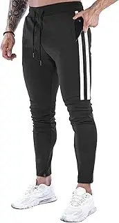 [DIOTSR] Men's Workout Jogger Pants, Slim Fit Running Sweatpants for Men, Striped Gym Track Pants with Pockets