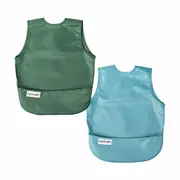 Tiny Twinkle - Mess-Proof Apron Bib Set of 2 - Slate, Olive