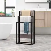 Black Metal Free Standing Towel Racks for Bathroom Towel Rack Stand,3 Tie