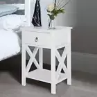 1-Drawer White Nightstand Bedside Table (15.7 In. W X 11.8 In. D X 21.6 In. H)
