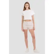 Replay Womens Fringed Denim Shorts Garment-Dyed Yellow