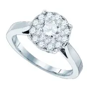 14k White Gold Round Diamond Solitaire Bridal Engagement Ring 1/2 Cttw