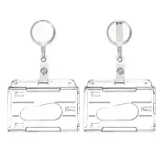 Horizontal Clear Badge Holders and Retractable Round Badge Reel Clips, Transp...