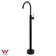 Matt Black Round Tall Floor Standing Bath Spout Bathroom Tub Shower Mixer Tap