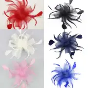 Women's Fashion Wedding Mesh Hat Fascinator Headband Ribbons Feathers Party Hat