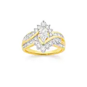 Alora 10ct Gold 1 1/3 Carats Tw Lab Grown Diamond Fancy Marquise Cluster Ring