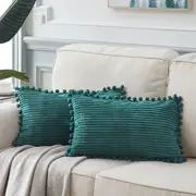 Fancy Homi Pack of 2 Decorative Throw Pillow Covers 24" x 12" (Pack of 2) Teal