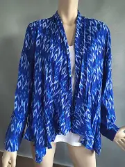 BNWT Womens Sz 24 Autograph Soft Blue & Print 3/4 Sleeve Drape Jacket RRP $80