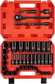 1/2" Drive Impact Socket Set, 40Pcs Metric Socket Wrench Set (8-32Mm), Heavy Dut