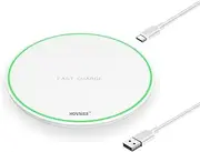 Qi-EPP 15W Fast Wireless Charger, HOVNIER Wireless Charging Pad for iPhone 15 14 13 12 11(Mini, Plus, Pro/MAX), Huawei Mate/P Series, Samsung Galaxy S23/S22/S21/S20, Air Pods Pro/Galaxy Buds (White)
