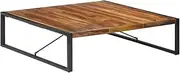 vidaXL Square Coffee Table - Solid Acacia and Rubber Wood with Sheesham Finish and Steel Legs - 140x140x40 cm