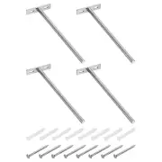 4Pcs 8 Inch Wall Mounting Floating Shelf Bracket Blind Shelf Support, Silver