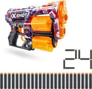 X-Shot Skins Dread Blaster with 24 Darts - Malice Skin by ZURU, Double Rotating